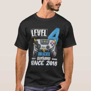 Camiseta Nível 4 Desbloqueado incrível 2018 4º aniversário 