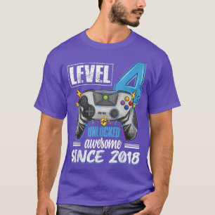 Camiseta Nível 4 Desbloqueado incrível 2018 4º aniversário 