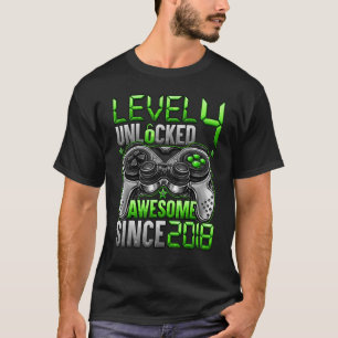 Camiseta Nível 4 Desbloqueado Incrível desde 2018 4º Aniver