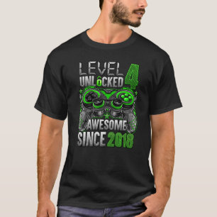 Camiseta Nível 4 Desbloqueado Incrível desde 2018 4º Aniver