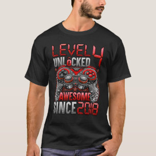 Camiseta Nível 4 Desbloqueado Incrível desde 2018 4º Aniver