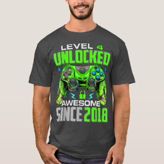 Camiseta Nível 4 Desbloqueado Incrível Desde 2018 4.º Anive