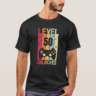 Camiseta Nível 50 Aniversário Desbloqueado 50 Anos