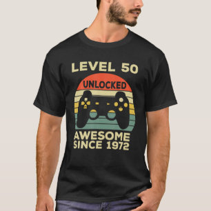 Camiseta Nível 50 Aniversário Desbloqueado 50 Anos Sis In