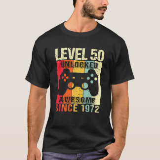 Camiseta Nível 50 Desbloqueado 50º Aniversário Gamer Fantás
