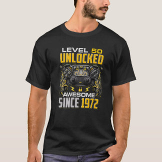 Camiseta Nível 50 Desbloqueado Incrível Desde 1972 50º Aniv