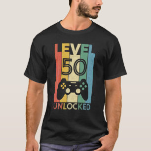 Camiseta Nível 50 Engraçado Jogador de Vídeo Desbloqueado 5