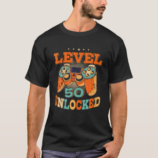 Camiseta Nível 50 Homens De Aniversário Desbloqueados Jogam