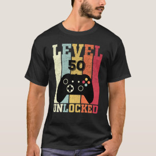 Camiseta Nível 50 Jogador de vídeo desbloqueado 50º anivers