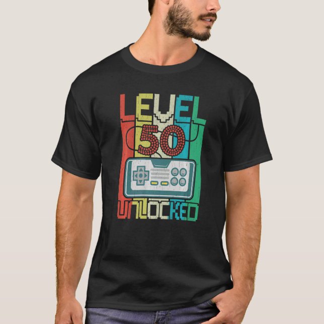 Camiseta Nível 50 Jogador de vídeo desbloqueado 50º anivers (Frente)