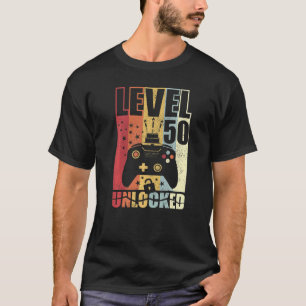 Camiseta Nível 50 Nível de Aniversário Desbloqueado 50º Ani
