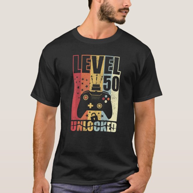 Camiseta Nível 50 Nível de Aniversário Desbloqueado 50º Ani (Frente)