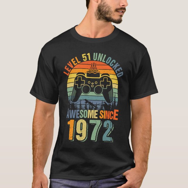 Camiseta Nível 51 Desbloqueado 51ruas Aniversário Gamer 197 (Frente)