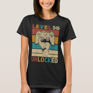 Camiseta Nível 56 Desbloqueado 56º Aniversário Gamer 56 Ano