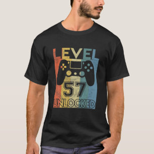 Camiseta Nível 57 Aniversário Desbloqueado Com 57 Anos É O