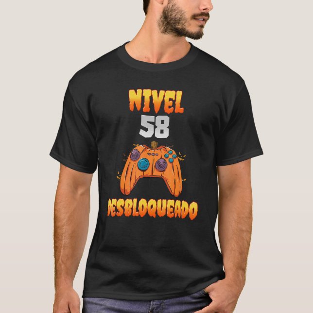 Camiseta Nivel 58 Desbloqueado 58 Años de Edad Cumpleaños V (Frente)