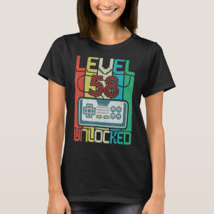 Camiseta Nível 58 Vídeo Gamer 58º aniversário desbloqueado