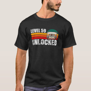 Camiseta Nível 59 Videos games desbloqueados 59º aniversári