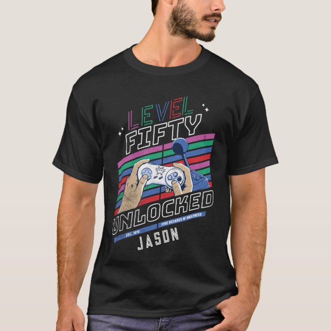 Camiseta Nível 5 - Ano do Jogador Retro Desbloqueado (Frente)