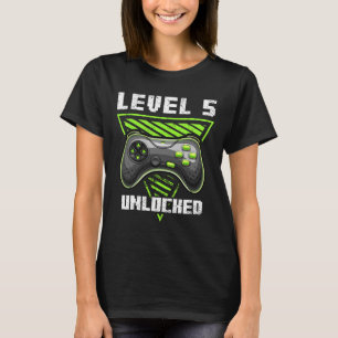 Camiseta Nível 5 Desbloqueado 5 de jogos de vídeo Aniversár
