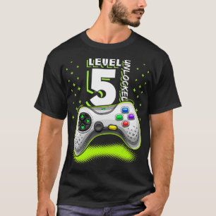 Camiseta Nível 5 Desbloqueado 5 de jogos de vídeo Aniversár