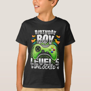 Camiseta Nível 5 Desbloqueado 5 de jogos de vídeo Aniversár