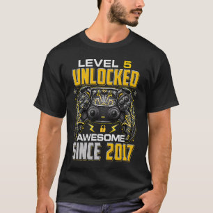 Camiseta Nível 5 Desbloqueado Incrível Desde 2017 5 Birthda