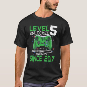 Camiseta Nível 5 Desbloqueado Incrível Desde 2017 5 Birthda