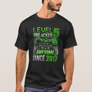 Camiseta Nível 5 Desbloqueado Incrível Desde 2017 5 Birthda