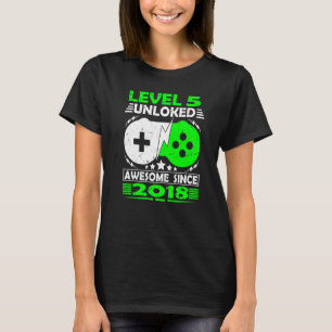 Camiseta Nível 5 Desbloqueado Incrível Desde 2018 5 Birthda