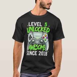 Camiseta Nível 5 Desbloqueado Incrível Desde 2018 5 Birthda