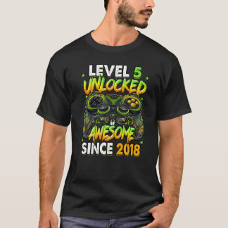 Camiseta Nível 5 Desbloqueado Incrível Desde 2018 5 Birthda