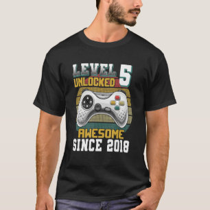 Camiseta Nível 5 Desbloqueado Incrível Desde 2018 5 Birthda