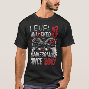 Camiseta Nível 5 Desbloqueado Incrível Desde o Aniversário