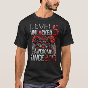 Camiseta Nível 5 Desbloqueado Incrível Desde o Aniversário