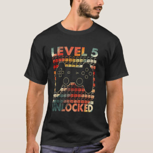 Camiseta Nível 5 Desbloqueado Jogo de Vídeo Presentes de 5º