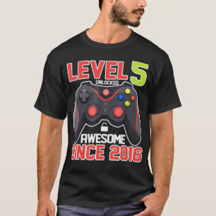 Camiseta Nível 5 Videos games de aniversário desbloqueado