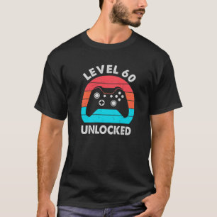 Camiseta Nível 60 Vídeo Gamer engraçado desbloqueado 60 ano