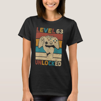 Camiseta Nível 63 Desbloqueado 63º Aniversário Gamer 63 Ano