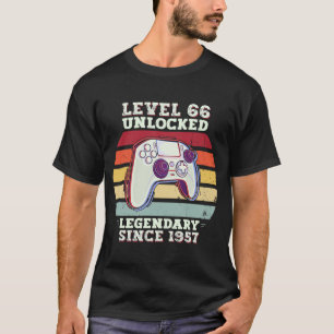 Camiseta Nível 66 Desbloqueado 66º Aniversário do Gamer Vin