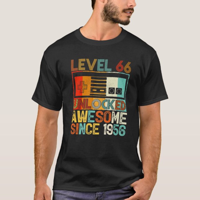 Camiseta Nível 66 Desbloqueado Incrível Desde 1956 66º Aniv (Frente)