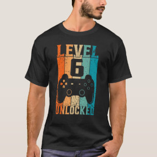 Camiseta Nível 6 6 de jogador de vídeo desbloqueado Anivers