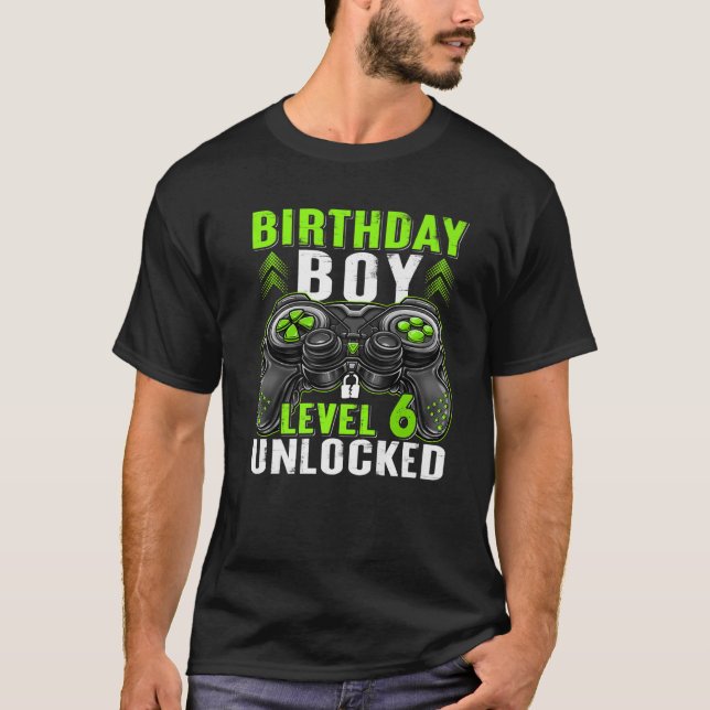 Camiseta Nível 6 Criança de aniversário desbloqueada Menino (Frente)