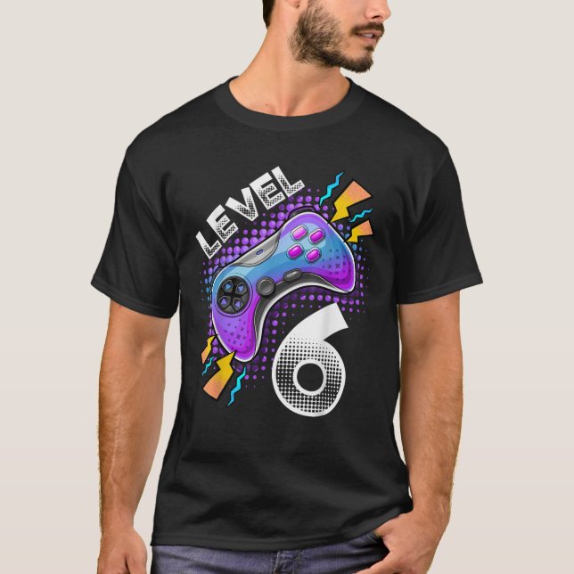 Camiseta Nível 6 de Controladora de Jogos de Vídeo 6 Birthd (Frente)