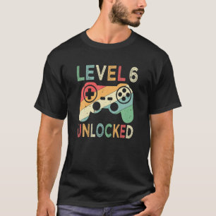 Camiseta Nível 6 Desbloqueado Gamer Vintage Video Game Bir