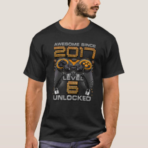 Camiseta Nível 6 Desbloqueado Incrível Desde 2017 6 Birthda