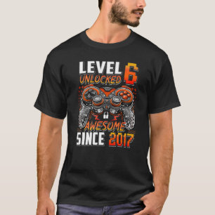 Camiseta Nível 6 Desbloqueado Incrível Desde 2017 6 Birthda