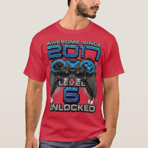 Camiseta Nível 6 Desbloqueado Incrível Desde 2017 6 Birthda