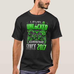 Camiseta Nível 6 Desbloqueado Incrível Desde o Aniversário