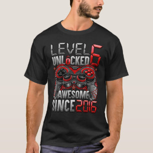 Camiseta Nível 6 Desbloqueado Incrível Desde o Aniversário 